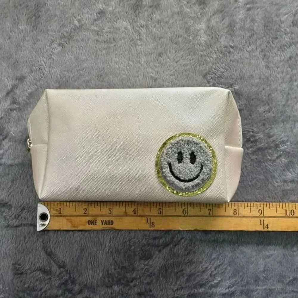 Smiley Face Makeup Bag Cream Cosmetic Pouch